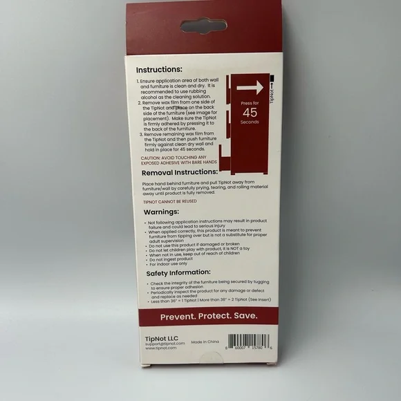 TipNot Furniture Anchor 2-Pack – Heavy Duty Safety Strap Up to 300 lbs - Picture 2 of 5